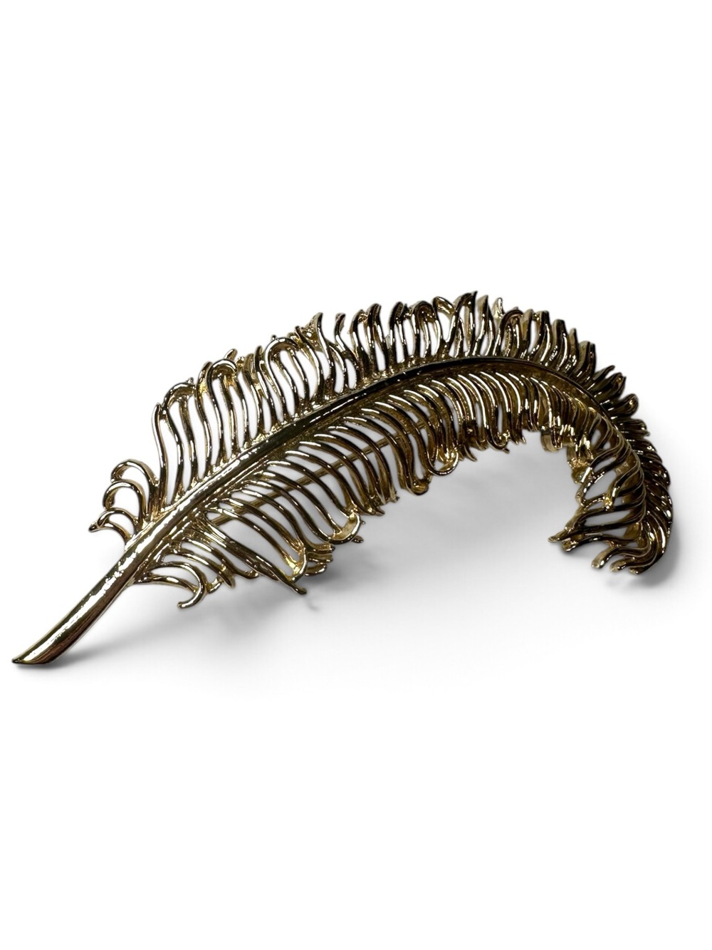 Vintage Monet Gold Tone Curled Feather Brooch